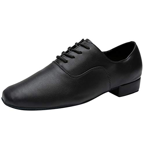 Herren schwarze Lederschuhe, klassische Schnürschuhe, modische Ballsaal-Tanzschuhe, rutschfeste Low-Heel-Wanderschuhe, langlebig, vielseitig einsetzbar, extra Komfort für Ihre Füße, Schwarz , 42 1/3 von ARtray