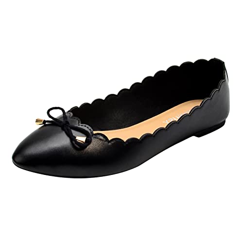 Leder-Slipper für Damen, Sommerschuhe für Damen, stilvolle Damen-Wanderschuhe, einfarbig, Business-Büroschuhe, rutschfest, lässig, flache Schuhe, Alltagskleidung, bequeme Schuhe, Schwarz , 37.5 EU von ARtray