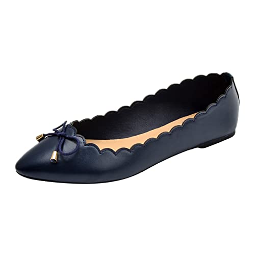 Leder-Slipper für Damen, Sommerschuhe für Damen, stilvolle Damen-Wanderschuhe, einfarbig, Business-Büroschuhe, rutschfest, lässig, flache Schuhe, Alltagskleidung, bequeme Schuhe, navy, 37.5 EU von ARtray