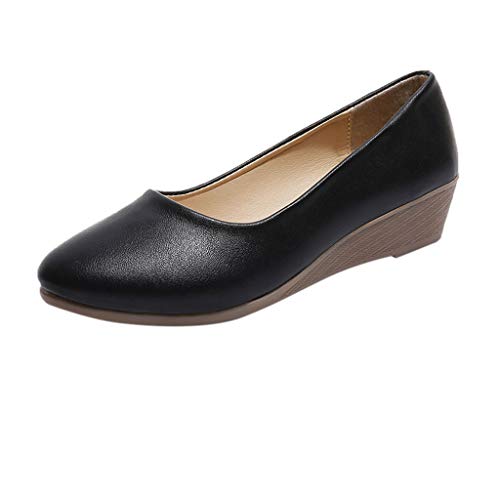 Leder-Slipper für Damen, Wanderschuhe, Slipper, leicht, atmungsaktiv, Damenschuh, klobige Plateau-Keil-Turnschuhe, bequeme Arbeitsschuhe, atmungsaktive Arbeitsschuhe, Schwarz , 37.5 EU von ARtray