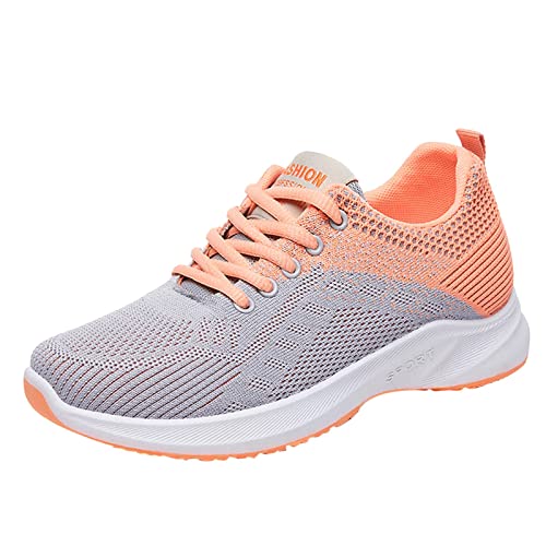 Leichte Wanderschuhe für Damen, Schnürschuhe, Slip-On-Sneaker, atmungsaktives Netzgewebe, Laufschuhe, weich, langlebig, bequem, Sport, Tennisschuhe, hohe Dehnbarkeit, Orange, 38 EU von ARtray