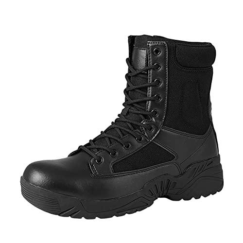 Militärstiefel für Herren, modische Schnürstiefel, atmungsaktiv, leicht, rutschfest, stoßdämpfend, langlebig und bequem, Kampfstiefel, lässig, Outdoor, Reißverschluss, Mitte der Wade, Schwarz , 39 2/3 von ARtray