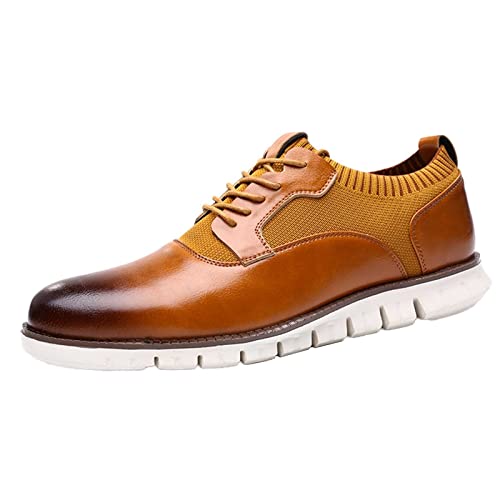 Oxford-Schuhe für Herren, klassisch, Schnürung, formell, flache Schuhe, Retro, runde Zehenpartie, Freizeitschuhe, Slipper, langlebig, modisch, vielseitig, Mokassins, formell, klassisch, braun, 42 1/3 von ARtray