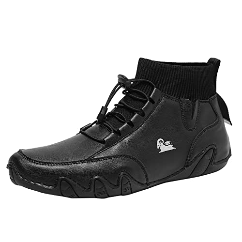 Plus Size Herren Lederstiefel Wanderschuhe Herren Wasserdicht Rutschfest Stoßdämpfend Turnschuhe Wandern Outdoor Trekking Stiefeletten Mode Vielseitige Hohe Schuhe Mit Niedlichem Muster Herbst Winter, von ARtray