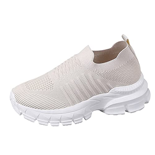 Schuhe für Damen, Schlupfschuhe, Fußgewölbe-Passform, Wanderschuhe, bequem, Fitnessstudio, Tennis, Sneaker, leicht, atmungsaktiv, Netzstoff, Sportschuhe, freihändig, Flex-Relish-Joggingschuhe, weiß, von ARtray