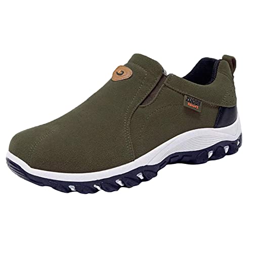 Sneaker Herren 10 Breite männer Einfarbig Runde Zehe Laufen Gehen Sport Walking Slip On Schuhe Klassische Männer Nylon Sneaker, grün, 40 2/3 EU von ARtray