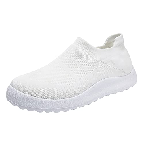 Turnschuhe für Damen, Go-Walk-Laufschuhe, Slipper, leichte Netz-Sneaker, freihändige Slip-Ins, Flex-Relish, Tennis-Turnschuhe, einfarbig, modisch, Fitnessstudio, Fitness, Sport, weiß, 37.5 EU von ARtray