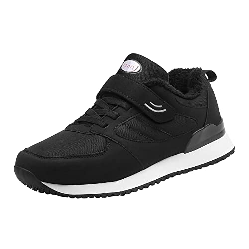 Winter Warme Schneeschuhe Herren rutschfeste Stoßdämpfende Turnschuhe Mode Schnürschuhe Atmungsaktiv Bequem Casual Outdoor Sportschuhe, Schwarz , 42 1/3 EU von ARtray