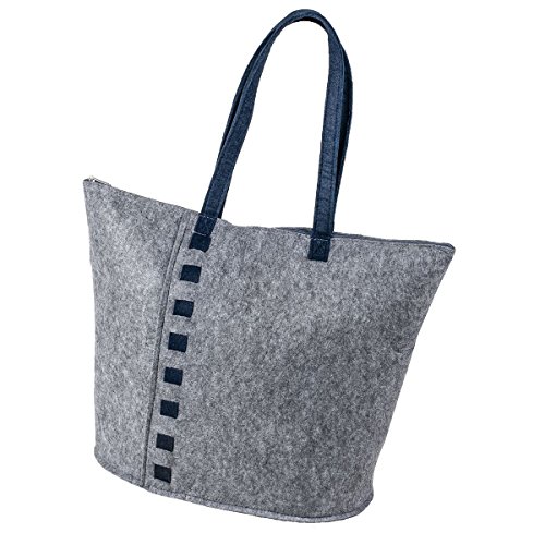 LaFiore24 Filztasche Einkaufstasche Damen Shopper Henkeltasche Festival Beuteltasche Gross (grau) von AS Design by LaFiore24