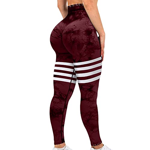 ASAGI Scrunch Butt Lifting Workout Leggings für Frauen Hohe Taille Yoga Hosen Verstärker Fitnessstudio Nahtlose Booty Strumpfhosen, 2# Batikfärbung Schwarz Rot, Groß ASAGI Scrunch Butt Lifting Workout Leggings für Frauen Hohe Taille Yoga Hosen Verstärker Fitnessstudio Nahtlose Booty Strumpfhosen, 2# Batikfärbung Schwarz Rot, Groß von ASAGI