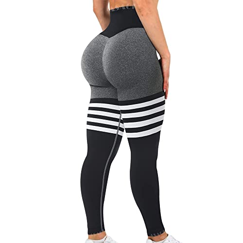 ASAGI Scrunch Butt Lifting Workout Leggings für Frauen Hohe Taille Yoga Hosen Verstärker Fitnessstudio Nahtlose Booty Strumpfhosen, 2# Grau, Groß von ASAGI