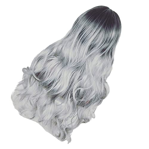 ASAKKURA 1stück Damen Langhaar-perücke Mit Modischen Stumpfen Stilvolle Haaraccessoires Für Partys Und Kostüme Schwarz Farbverlauf Für Einen Auffälligen Look von ASAKKURA