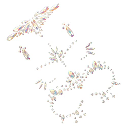 ASAKKURA 3blätter Gesichtsglitzersteine Leuchtende Aufkleber Für Halloween Selbstklebende Strasssteine Für Makeup Teiliges Fluoreszierende Gesichtsdekoration Für Partys Und Festivals von ASAKKURA