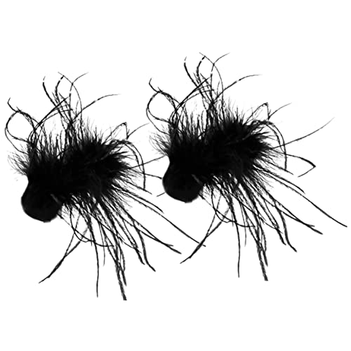 ASAKKURA Nicht-plüsch-flache Haarspangen 2 Stück Straußenhaarnadel Gothic Haarspange Haarschmuck Für Frauen Abschlussball Gothic Partys von ASAKKURA