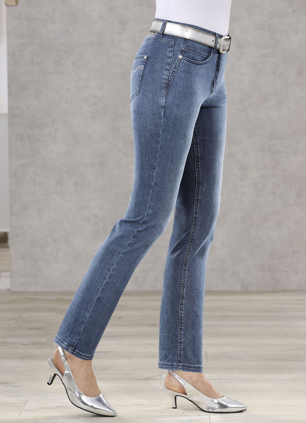Bauchweg-Jeans in 5-Pocket-Form, Jeansblau, Größe 18 von ASCARI