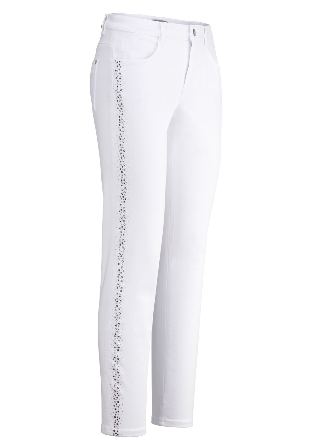 Edel-Jeans mit effektvollen Strasssteinen, Weiss, Größe 36 von ASCARI
