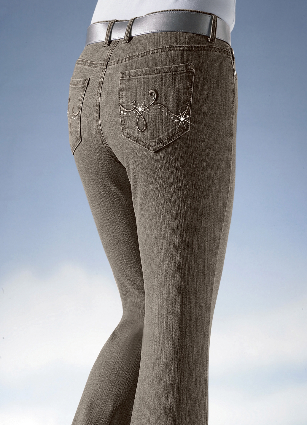 Jeans mit funkelnden Strasssteinen, Größe 88 von ASCARI
