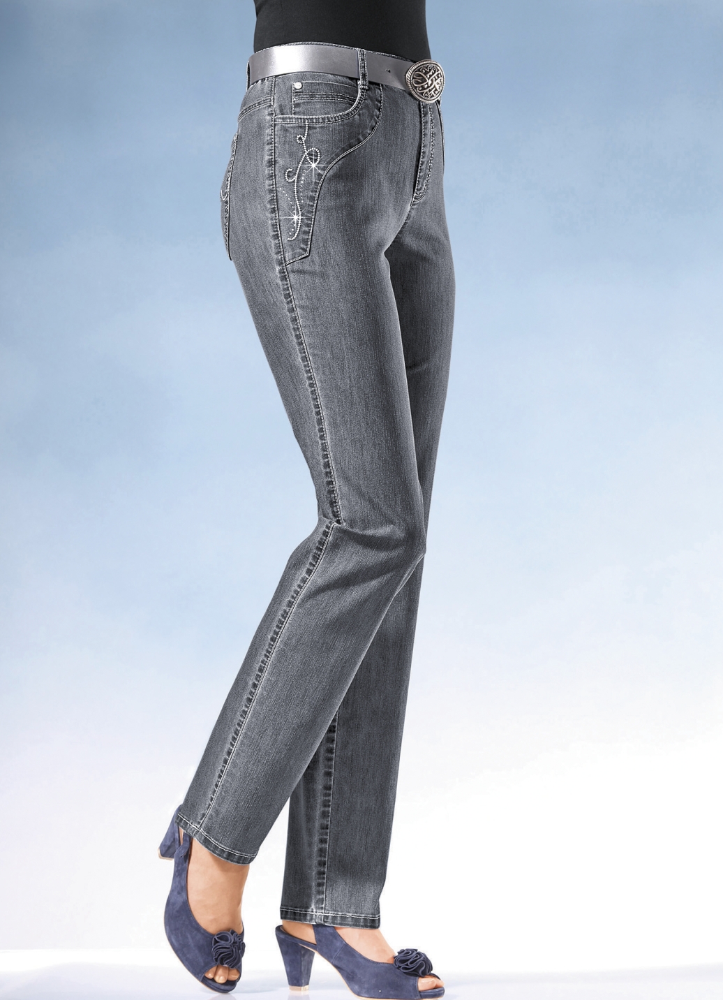 Jeans mit weiterem Bundumfang, Mittelgrau, Größe 21 von ASCARI