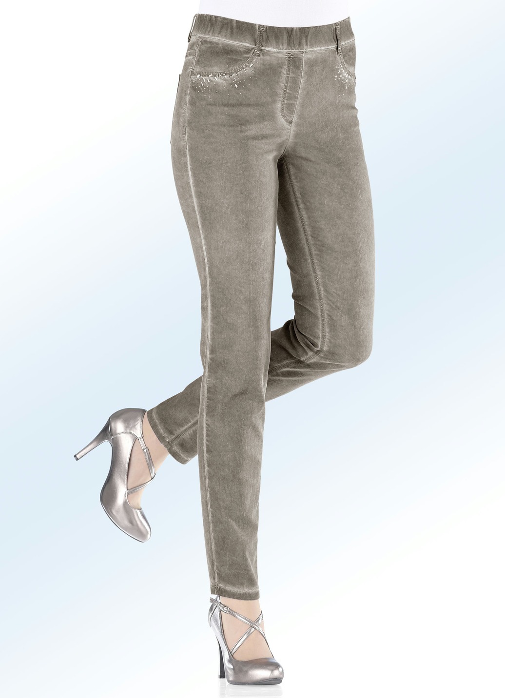 Jegging-Jeans in 8 Farben, Taupe, Größe 19 von ASCARI