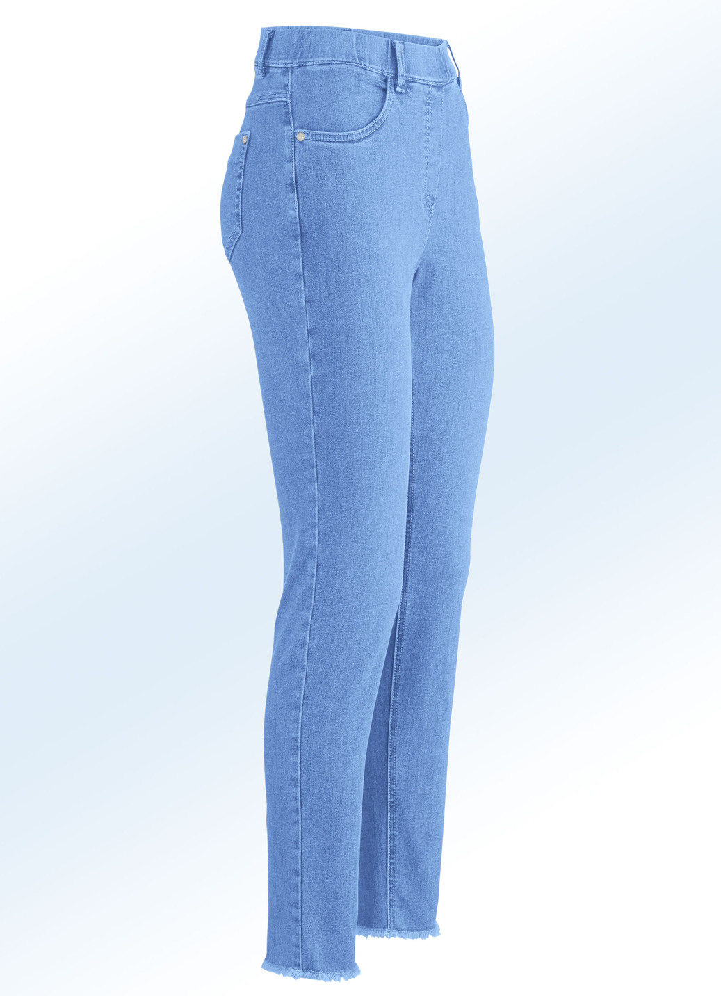 Magic-Jeans mit angesagtem Fransensaum, Azurblau, Größe 34 von ASCARI