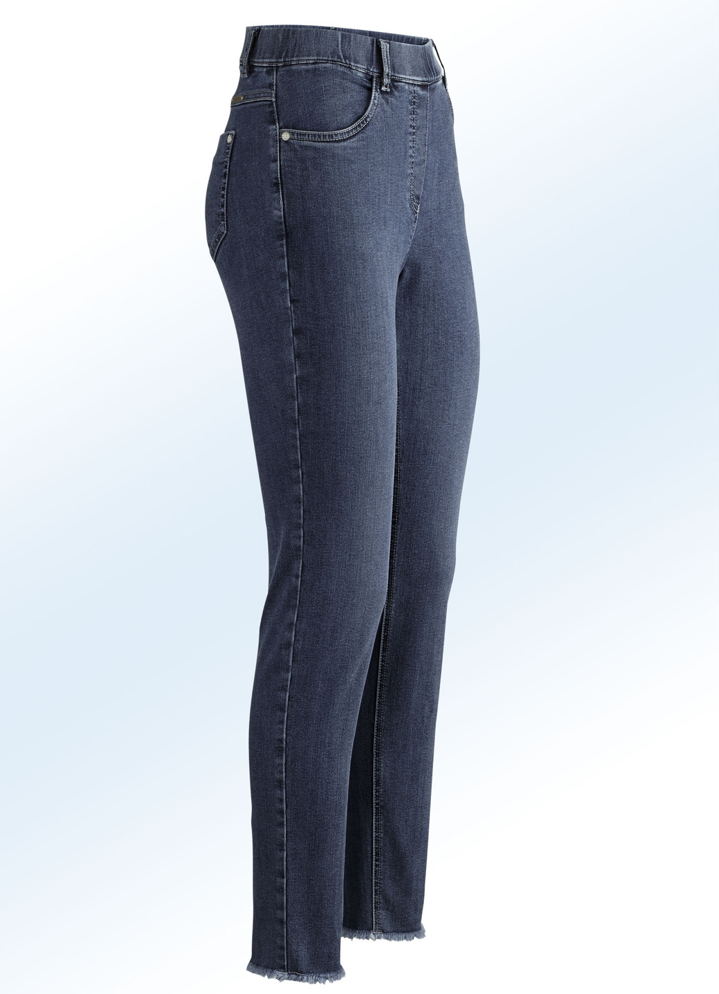 Magic-Jeans mit angesagtem Fransensaum, Dunkelblau, Größe 17 von ASCARI
