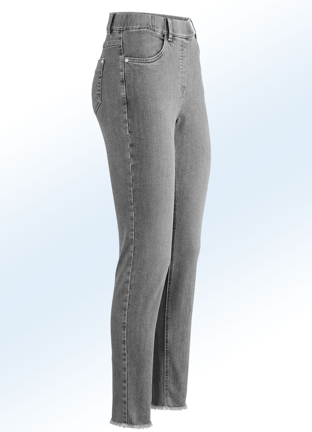Magic-Jeans mit angesagtem Fransensaum, Grau, Größe 20 von ASCARI