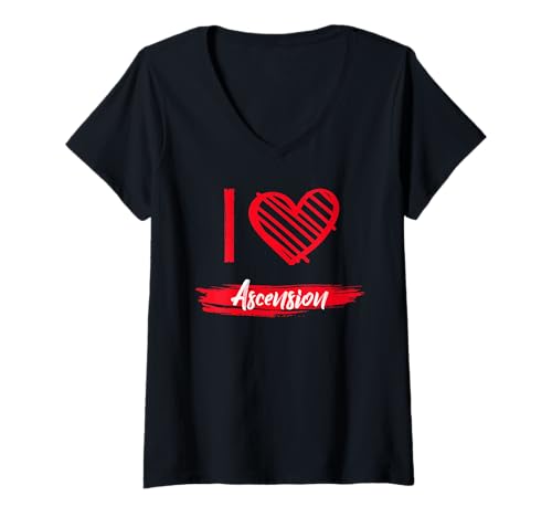 Damen Ich Liebe Ascension T-Shirt County I Heart Ascension T-Shirt mit V-Ausschnitt Damen Ich Liebe Ascension T-Shirt County I Heart Ascension T-Shirt mit V-Ausschnitt von ASCENSION County Designs By AKOKAY