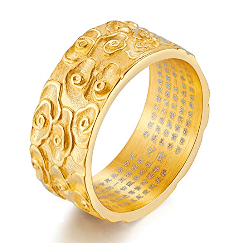 ASCHXUGX 9Mm Verheißungsvolle Wolken Mikro Graviert Herz Sutra Ring, Mode Edelstahl Männer Und Frauen Ringe,Gold,11 ASCHXUGX 9Mm Verheißungsvolle Wolken Mikro Graviert Herz Sutra Ring, Mode Edelstahl Männer Und Frauen Ringe,Gold,11 von ASCHXUGX