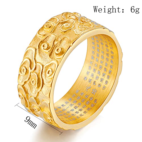 ASCHXUGX 9Mm Verheißungsvolle Wolken Mikro Graviert Herz Sutra Ring, Mode Edelstahl Männer Und Frauen Ringe,Gold,9 ASCHXUGX 9Mm Verheißungsvolle Wolken Mikro Graviert Herz Sutra Ring, Mode Edelstahl Männer Und Frauen Ringe,Gold,9 von ASCHXUGX