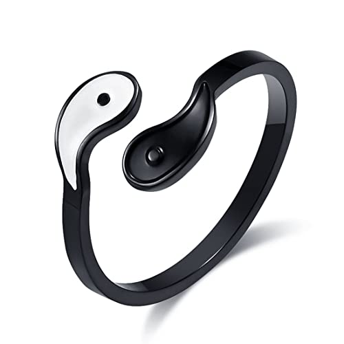 ASCHXUGX Acht Trigramme Öffnung Yin Yang Fisch Ring, Modische Edelstahl Männer Und Frauen Ringe,Schwarz,6 von ASCHXUGX
