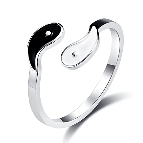 ASCHXUGX Acht Trigramme Öffnung Yin Yang Fisch Ring, Modische Edelstahl Männer Und Frauen Ringe,Weiß,6 von ASCHXUGX