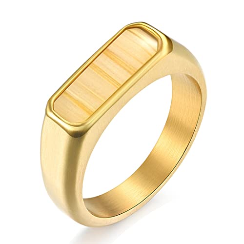ASCHXUGX Einfacher Langer Ring Aus Holzfurnier, Modische Ringe Aus Edelstahl Für Damen Und Herren,Gold,7 ASCHXUGX Einfacher Langer Ring Aus Holzfurnier, Modische Ringe Aus Edelstahl Für Damen Und Herren,Gold,7 von ASCHXUGX