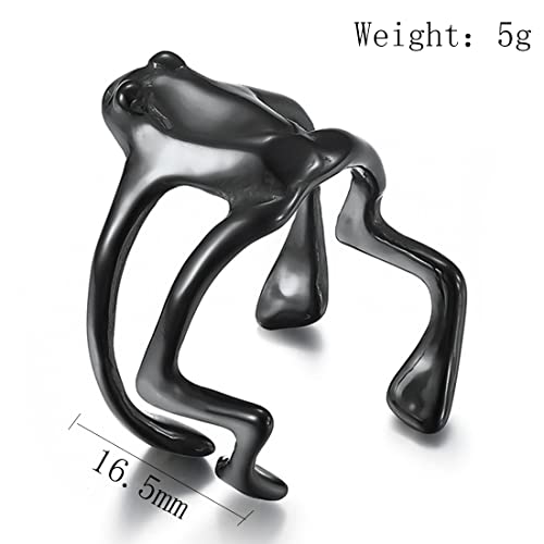 ASCHXUGX Kleiner Verstellbarer Ring Mit Froschöffnung, Modische Damen- Und Herrenringe Aus Edelstahl,Schwarz,7 ASCHXUGX Kleiner Verstellbarer Ring Mit Froschöffnung, Modische Damen- Und Herrenringe Aus Edelstahl,Schwarz,7 von ASCHXUGX