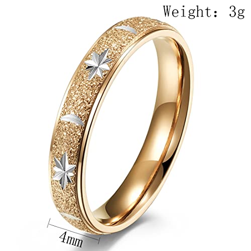 ASCHXUGX Mattierter Gravierter Stern- Und Mondring, Modischer Damenring Aus Edelstahl,Gold,9 von ASCHXUGX