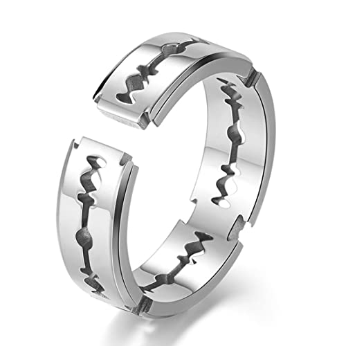 ASCHXUGX Offener Rasierklingenring, Modische Ringe Aus Edelstahl Für Damen Und Herren,Silber,11 ASCHXUGX Offener Rasierklingenring, Modische Ringe Aus Edelstahl Für Damen Und Herren,Silber,11 von ASCHXUGX