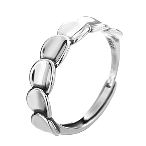 ASCHXUGX Personalisierte Kaskadierung Fisch Schuppen Sterling Silber Offen Verstellbaren Ring, Stilvolle S925 Sterling Silber Ring Für Frauen,Silber,11 von ASCHXUGX