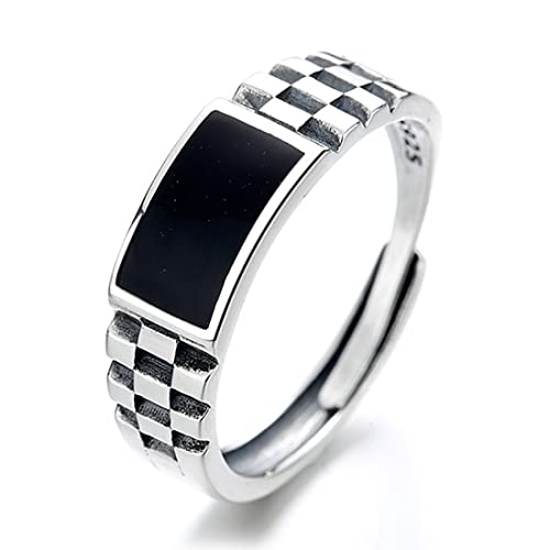 ASCHXUGX Personalisierter Quadratischer Tropfölring Aus Verstellbarem Sterlingsilber, Stilvoller Ring Aus S925 Sterlingsilber Für Frauen,Silber,7 von ASCHXUGX