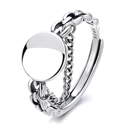 ASCHXUGX Runder, Polierter, Offener, Verstellbarer Ring Aus Sterlingsilber Mit Kette, Stilvoller Damenring Aus S925 Sterlingsilber,Silber,12 ASCHXUGX Runder, Polierter, Offener, Verstellbarer Ring Aus Sterlingsilber Mit Kette, Stilvoller Damenring Aus S925 Sterlingsilber,Silber,12 von ASCHXUGX