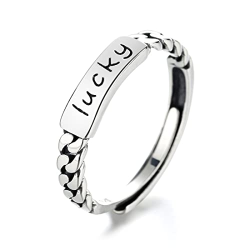 ASCHXUGX Sterling Silber Glück Glatt Band Offener Ring, Modische S925 Sterling Silber Damenring,Silber,6 von ASCHXUGX