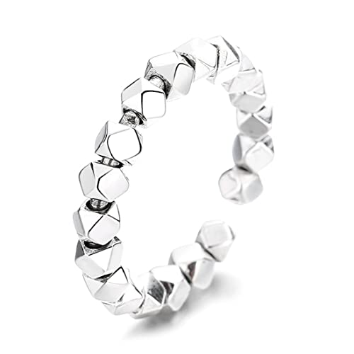 ASCHXUGX Sterling Silber Unregelmäßig Gebrochen Silber Offener Ring, Modische S925 Sterling Silber Damenring,Silber,7 von ASCHXUGX