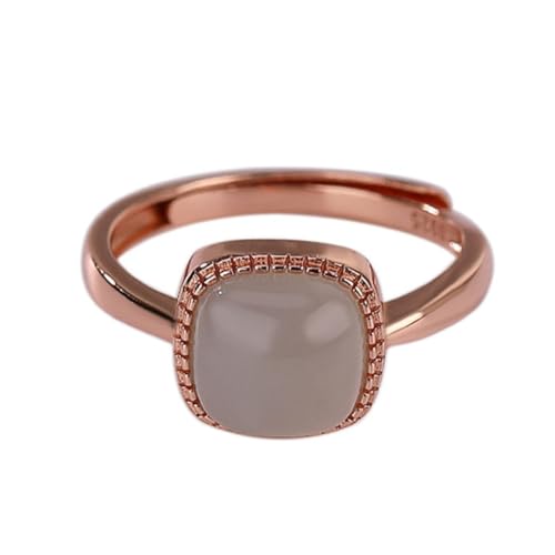 ASCHXUGX Vergoldeter Verstellbarer Ring Aus Lila Jade in Sterlingsilber, Stilvoller Damenring Aus S925 Sterlingsilber,Gold,10 von ASCHXUGX