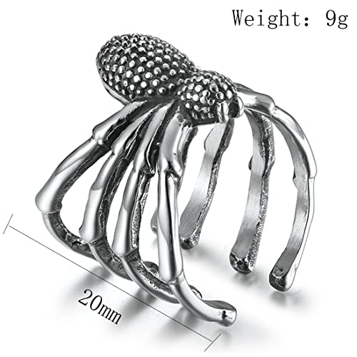 ASCHXUGX Vintage Giftige Spinne Öffnung Verstellbaren Ring, Personalisierte Edelstahl Damenring,Silber,11 von ASCHXUGX