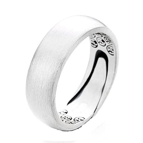 ASCHXUGX Vintage Inneren Lünette Graviert Sterling Silber Verstellbaren Ring, Stilvolle S925 Sterling Silber Damenring,Silber,11 von ASCHXUGX