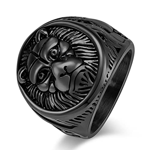ASCHXUGX Vintage Löwenkopf Siegelring, Stilvolle Ringe Aus Edelstahl Für Damen Und Herren,Schwarz,9 ASCHXUGX Vintage Löwenkopf Siegelring, Stilvolle Ringe Aus Edelstahl Für Damen Und Herren,Schwarz,9 von ASCHXUGX