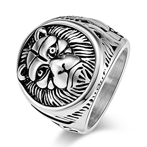 ASCHXUGX Vintage Löwenkopf Siegelring, Stilvolle Ringe Aus Edelstahl Für Damen Und Herren,Silber,8 ASCHXUGX Vintage Löwenkopf Siegelring, Stilvolle Ringe Aus Edelstahl Für Damen Und Herren,Silber,8 von ASCHXUGX