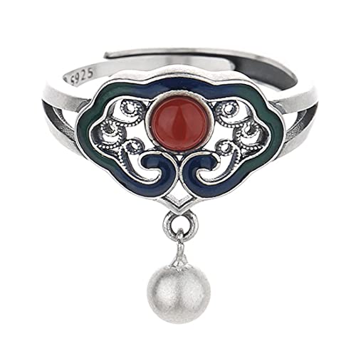 ASCHXUGX Vintage Verheißungsvolle Wolke Quaste Sterling Silber Offen Verstellbaren Ring, Stilvolle S925 Sterling Silber Damenring,Silber,9 von ASCHXUGX