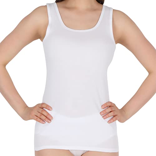 ASCOT Damen Unterhemd 2er Pack I Basic Shirt aus 95% Baumwolle & 5% Elasthan I Achselhemd mit Stretchanteil und Seitennähte I Weiß I Größe 44 von ASCOT