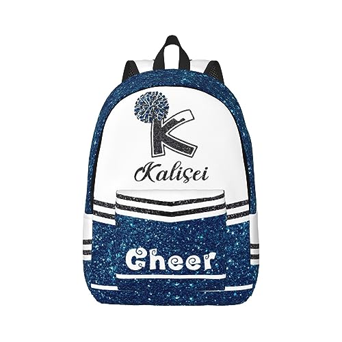 ASD Jewerly 3Pcs Set Personalisierte Name Cheerleader Rucksack Geschenk, Benutzerdefinierte Name Leinwand Große Kapazität Rucksack Mit Mehreren Taschen Für Männer Frauen von ASD Jewerly