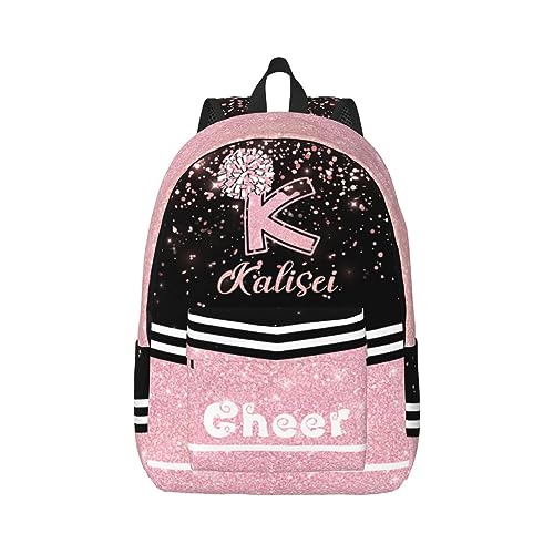 ASD Jewerly 3Pcs Set Personalisierte Name Cheerleader Rucksack Geschenk, Benutzerdefinierte Name Leinwand Große Kapazität Rucksack Mit Mehreren Taschen Für Männer Frauen von ASD Jewerly