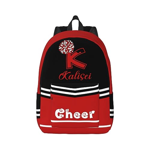 ASD Jewerly 3Pcs Set Personalisierte Name Cheerleader Rucksack Geschenk, Benutzerdefinierte Name Leinwand Große Kapazität Rucksack Mit Mehreren Taschen Für Männer Frauen von ASD Jewerly